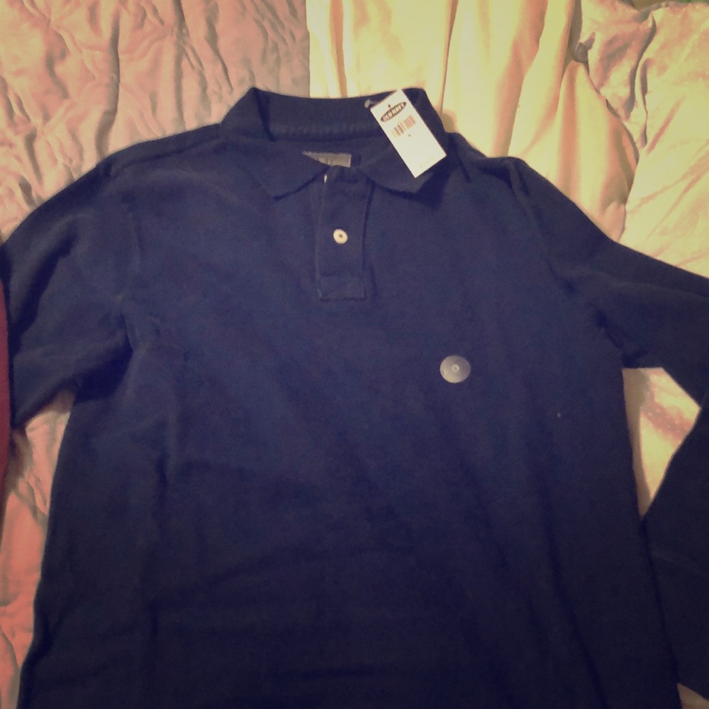 Long sleeve navy blue collard shirt
